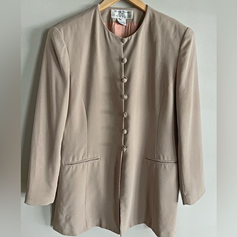 Vintage Rena Rowan Beige Minimal Blazer Clean Girl Quiet Luxury 90s